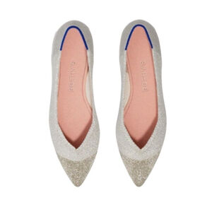 ROTHY'S The Point Diamond Metallic Wedding Flats Cream Platinum 7.5
